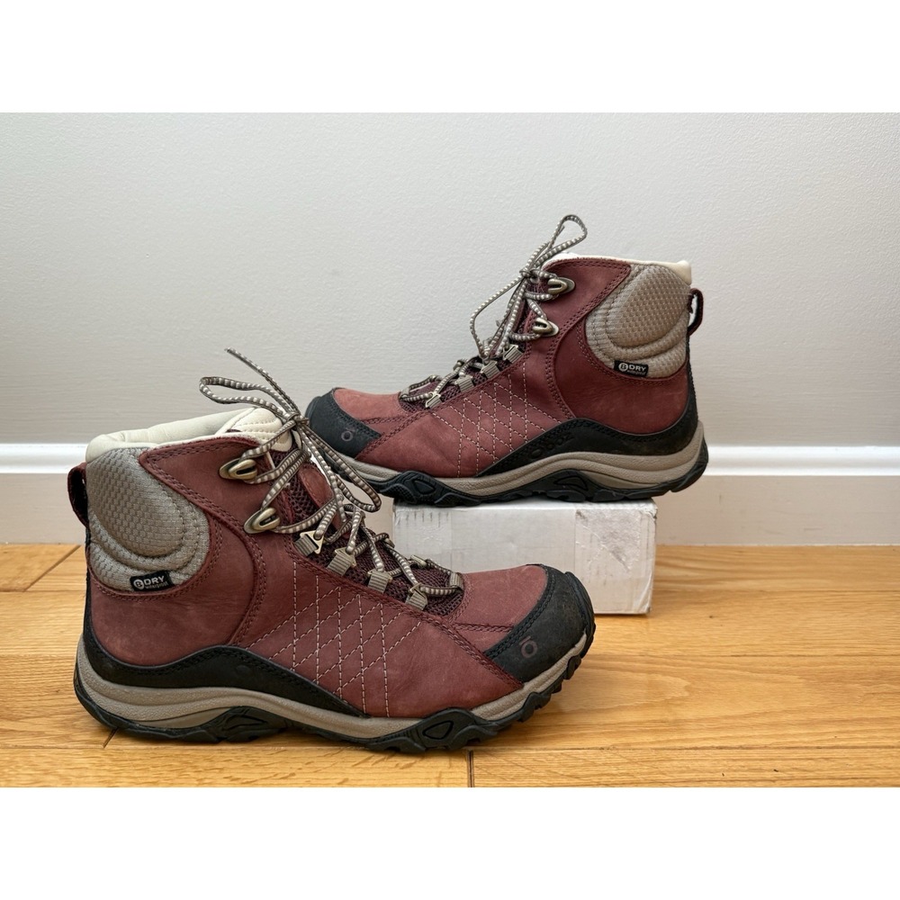 OBOZ Womens Burgundy Sapphire B-Dry Mid Waterproof Hiking Boot Sz 7‎ Gorpcore - Picture 2 of 13